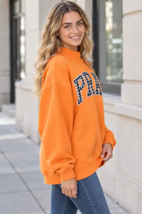Women's Fall Letter Appliqué Embroidery Mockneck Sweatshirt
