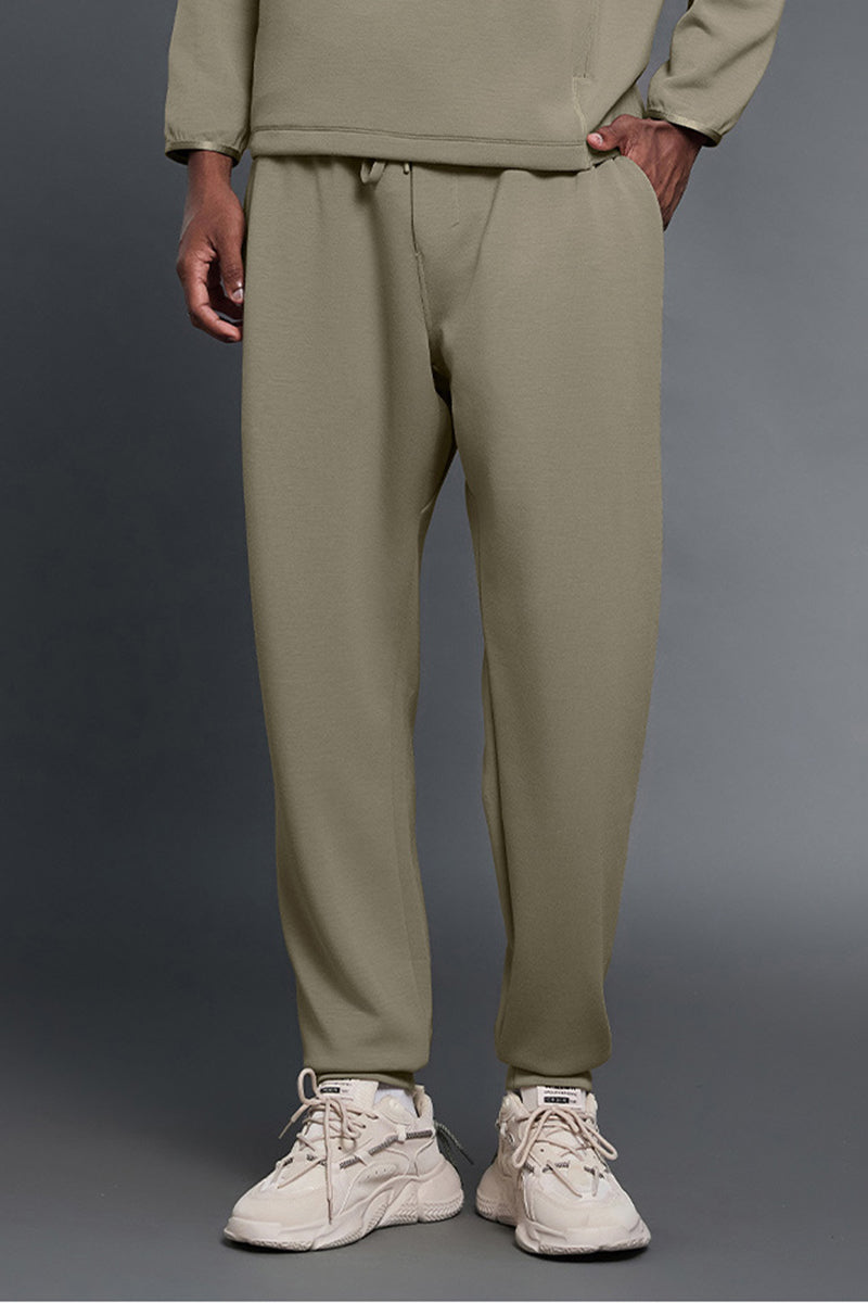 Men Air Layer Loose Straight Leg Sweatpants with Drawstring Cuffs