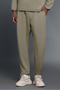 Men Air Layer Loose Straight Leg Sweatpants with Drawstring Cuffs