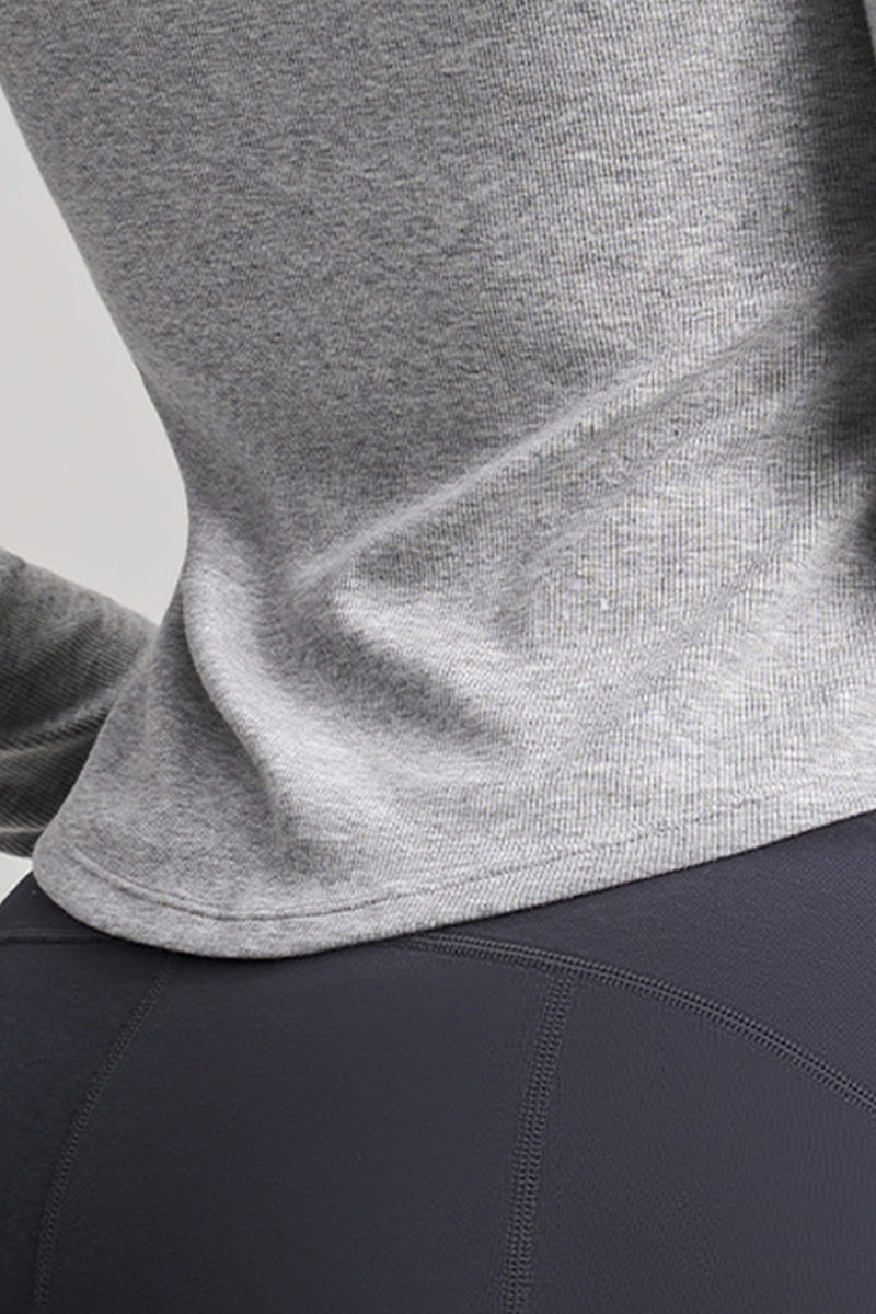 Women Slim-Fit Henley-Collar Workout Long Sleeve Top