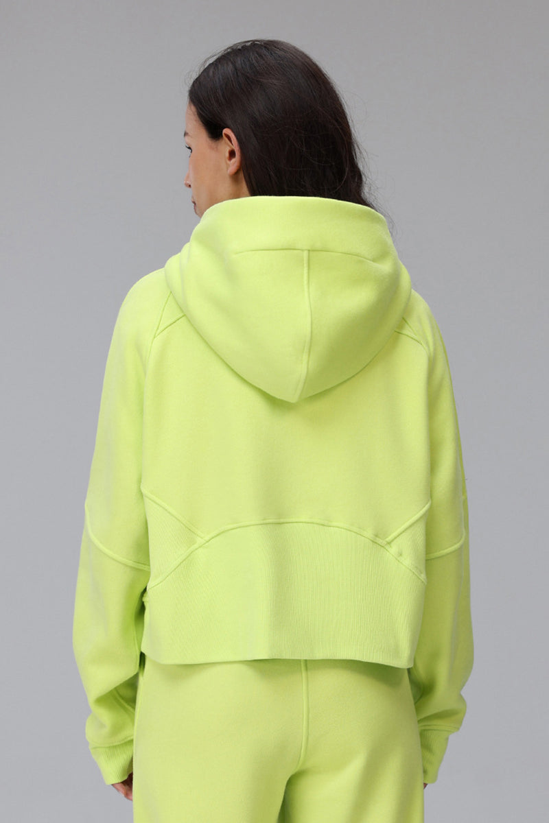 Women Cropped Fleece Hooded Hoodie
