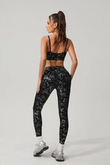 Women Gold Foil Fabric Sports Bras + Yoga Sports Leggings