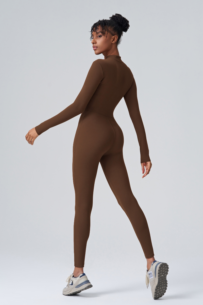 Women's Zip Slim Buttocks Lift Sculpting Longsleeve Jumpsuit