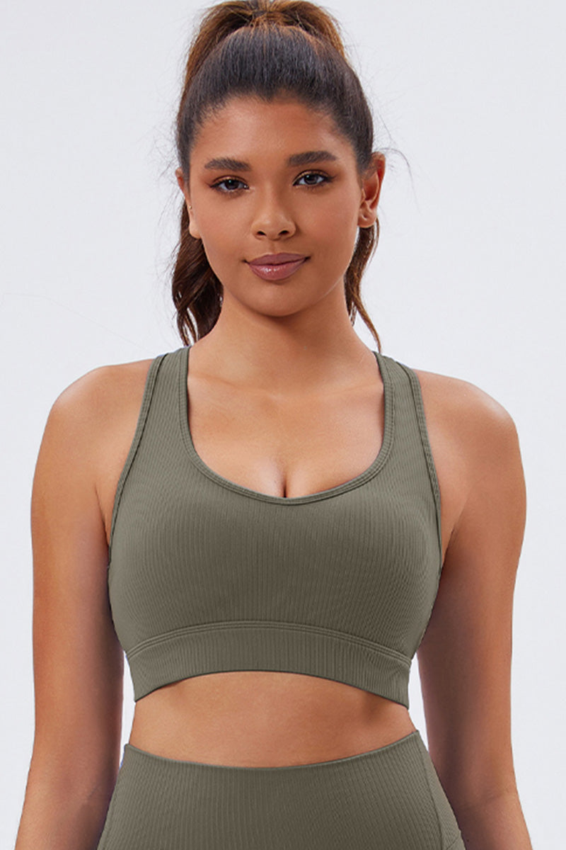 Women Eco-Friendly Recycled Fabrics Cross Back Slimming With Padded Yoga Sports Bra