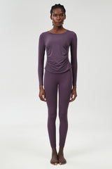 Women Plus-Size Lycra Naked-Feel High-Waisted Seamless Yoga Training Set: Side-Slit Top + Sculpting Leggings