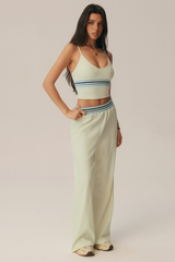 Women's Yoga Set:Striped Cami Top & Draped Casual Pants