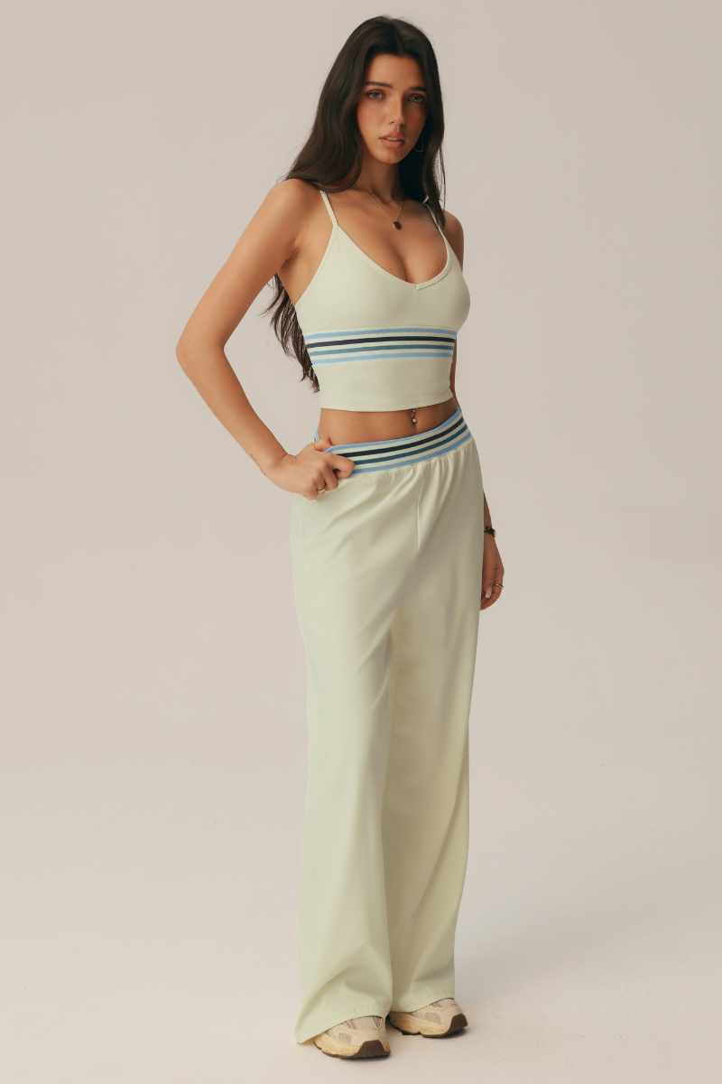 Women's Yoga Set:Striped Cami Top & Draped Casual Pants