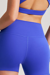 Women Single Shoulder Backless Yoga Set: Crisscross Strap Sports Bra + Shorts