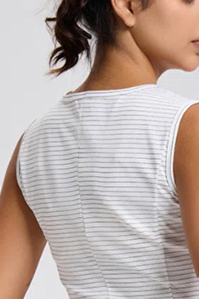 Women Plus-Size Striped Tennis Dress with Hidden Pockets