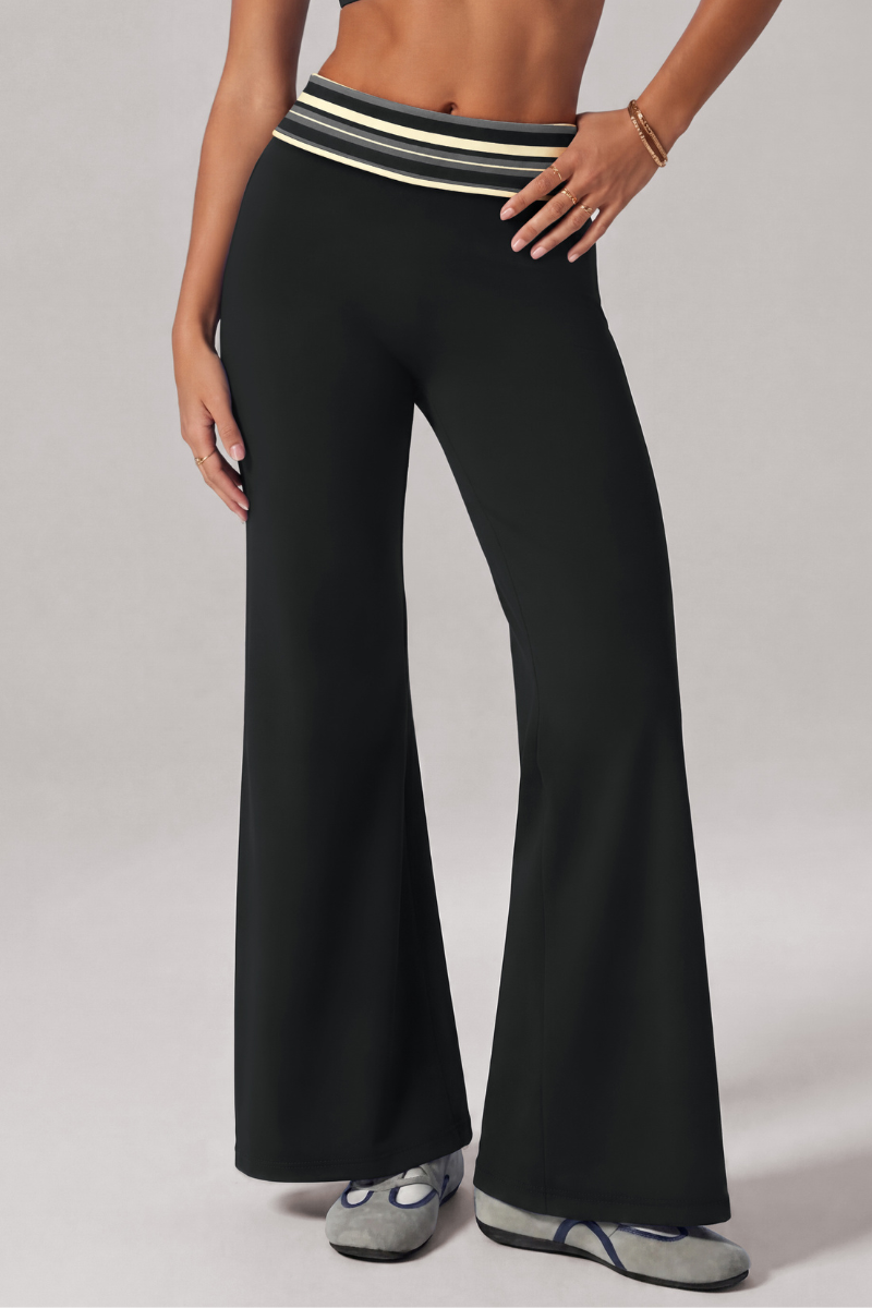 Women's Fall Vintage  Low-Rise Fold-Over Color-Block Pants