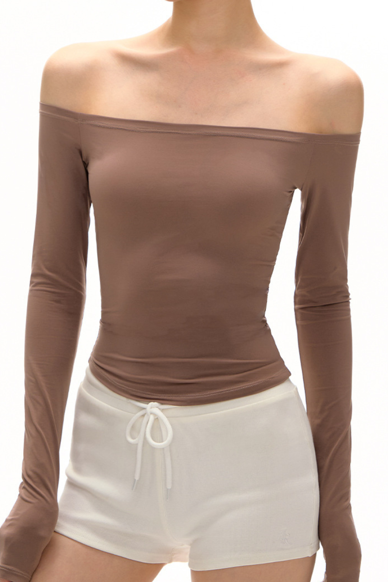 Women's Off-Shoulder or Asymmetrical Dual Wear Long-Sleeve Top