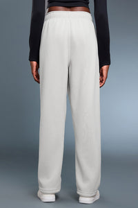 Women Loose Straight Leg Fleece-Lined Drawstring Casual Sport Pants