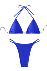 Women's Ribbed Halterneck Triangle Cup Bikini Set
