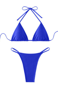 Women's Ribbed Halterneck Triangle Cup Bikini Set