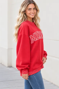 Women's Fall Letter Appliqué Embroidery Mockneck Sweatshirt