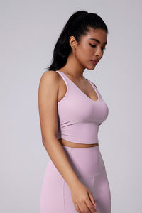 Women Open-Back Naked-Feel Yoga Built-In Bra Waist-Cinching Workout Tank Top