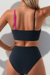 Women's Sexy Color Block Twist Front V-Waist Bikini