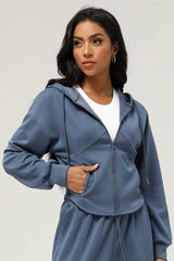 Women Zippered Jacket Hooded Casual Cardigan Jacket