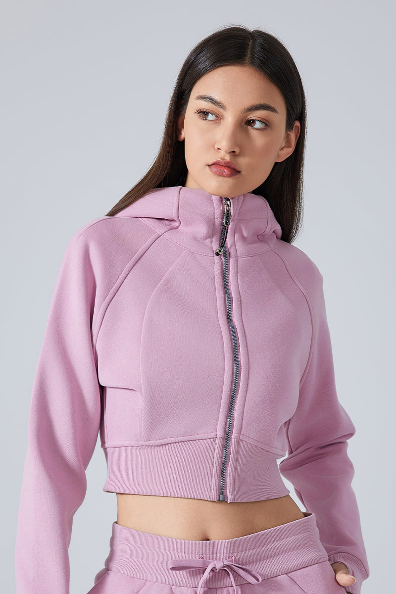 Women'S Loose Yoga Hooded Crop Jacket