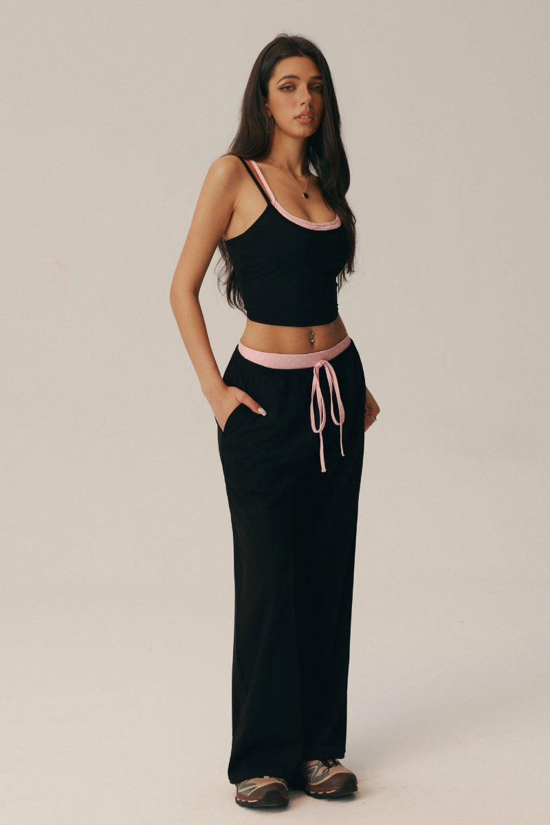 Women's Polka Dot Yoga Sets:Layered-Look Cami & Pants