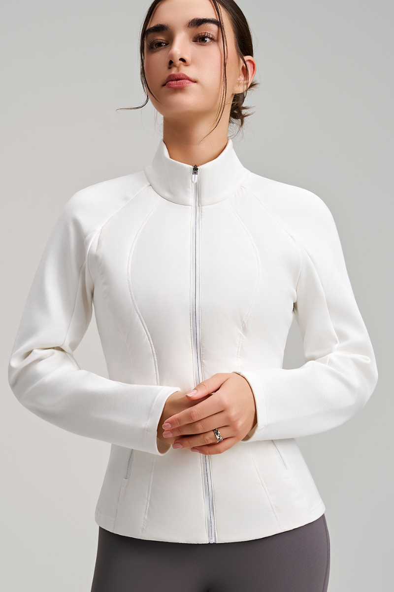 Short-length, lightweight down-filled down jacket