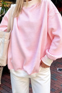 Women's Fall Southern Style Soft Striped Mock Neck Sweatshirt