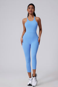 Women V-Back Sculpting Butt-Lifting Naked-Feel Yoga Running Fitness Bodysuit