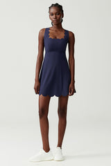 Women Wave-Trim Back-Cross Tennis Dress