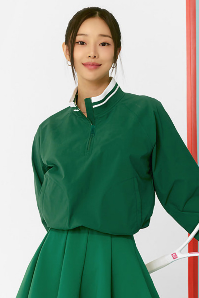 Women's Fall Color Block Tennis Sport Quarter Zip Sweatshirt