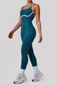 Women's Color-Blocked Spaghetti-Strap Backless Jumpsuit