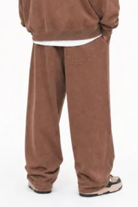 Unisex Fall Washed Adjustable Drawstring Hem Sweatpants