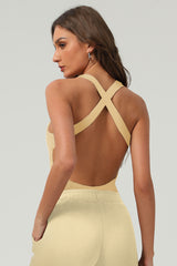 Women Cross-Back High-Waist One-Piece Yoga Bodysuit