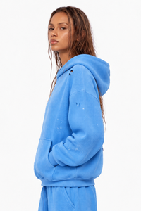 Women's Streetwear Washed Paint Splatter Waffle Hoodie