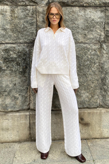 Twisted-stitch knitted sweater set