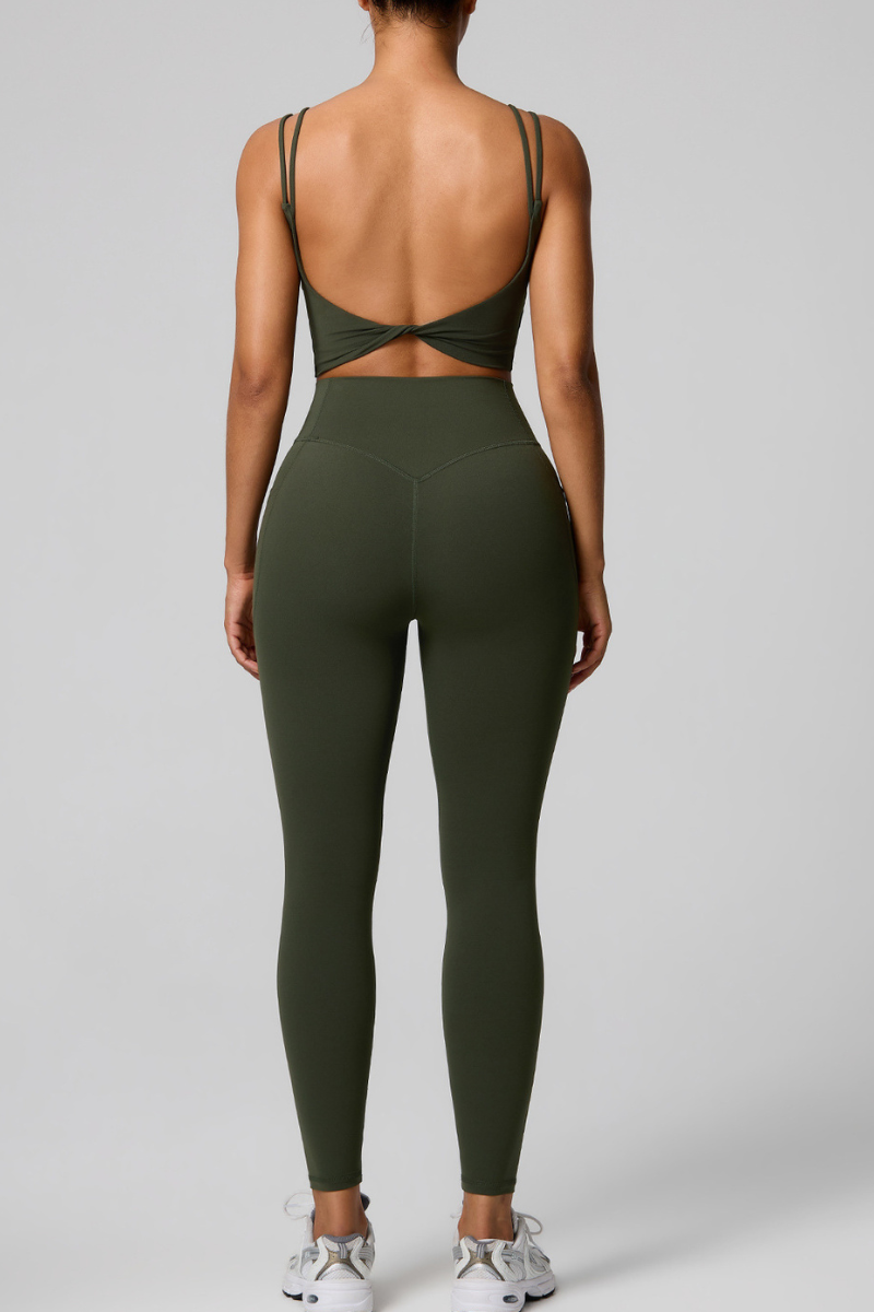 Women's Women's Double Strap Twist Back Bra And Leggings