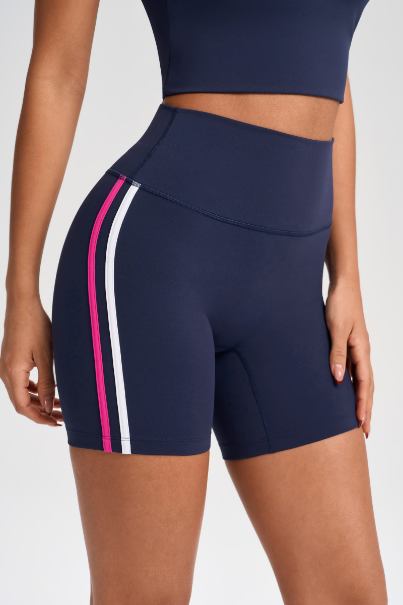 Women's Color-Block Stripe Yoga Shorts