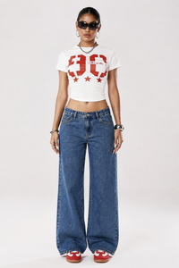 Women's Fall High-Waisted Heavyweight Loose Wide-leg Jeans
