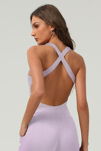 Women Cross-Back High-Waist One-Piece Yoga Bodysuit