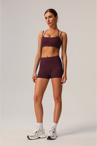 2 Pcs Set High Elastic Thin Strap Halter Neck Fitness Running Sports Bra + Push-Up Shorts