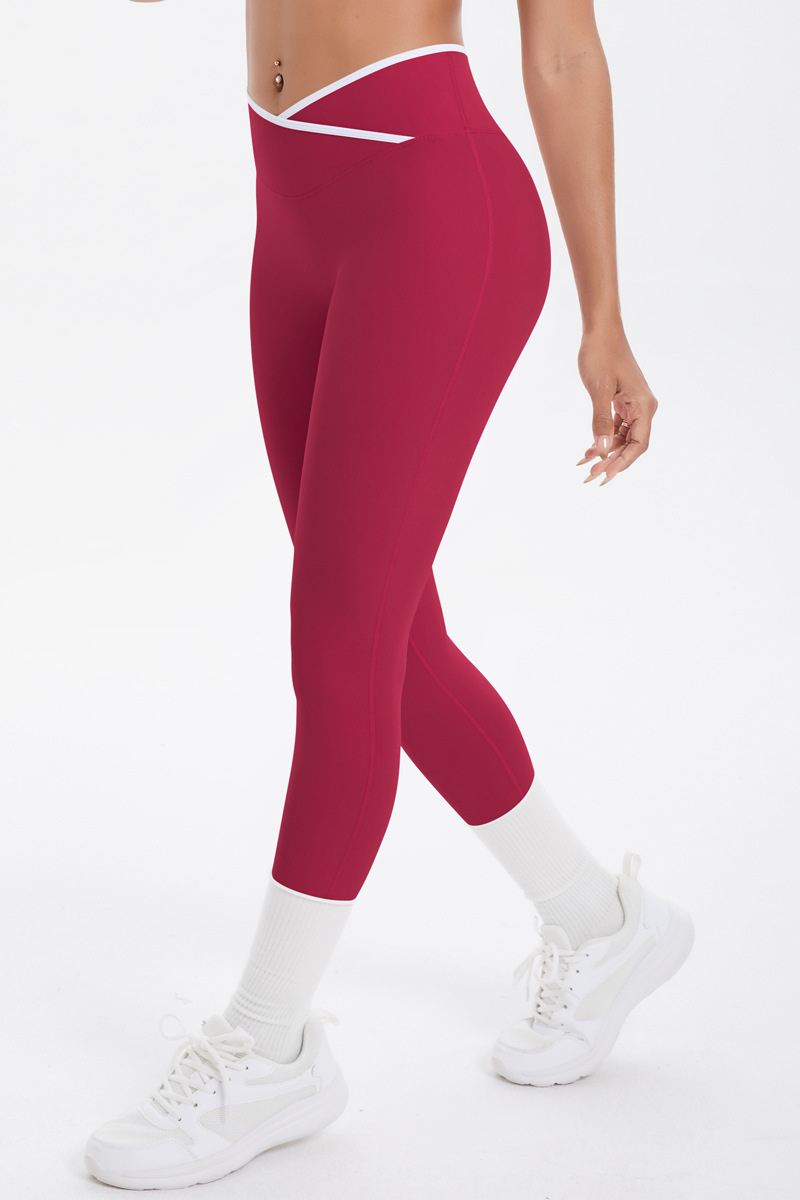 Women's Athletic Color Block Cross-Waist Leggings