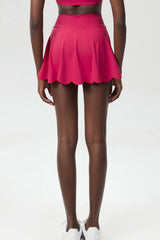 Women Scalloped Lycra Quick-Dry Anti-Peek A-Line Tennis Skirt