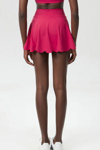 Women Scalloped Lycra Quick-Dry Anti-Peek A-Line Tennis Skirt