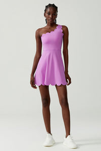 Women Single-Shoulder Wave-Hem Tennis Dress