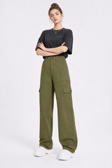 Women's High Waist Multi-Pocket Wide Leg Cargo Jeans