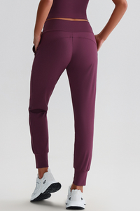 Leisure-style elastic-waist athletic pants