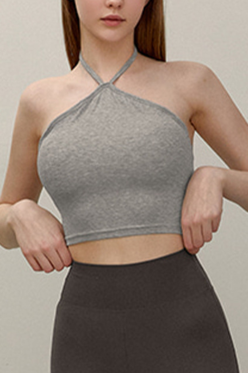 Women's Halter Strapless Crop Bra - Padded Sports Bra Top