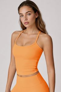Women's Y Back Thin Strap Cropped Nude Feel Yoga vest