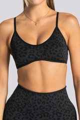 Women's Seamless Contrast Leopard Print Sports Yoga Bra