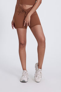 Women'S Pleated High-Waisted Hip Lift Yoga High-Stretch Skinny Shorts