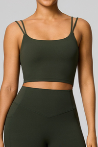 Women's Athletic Double Thin Strap Twist Back Yoga Bra